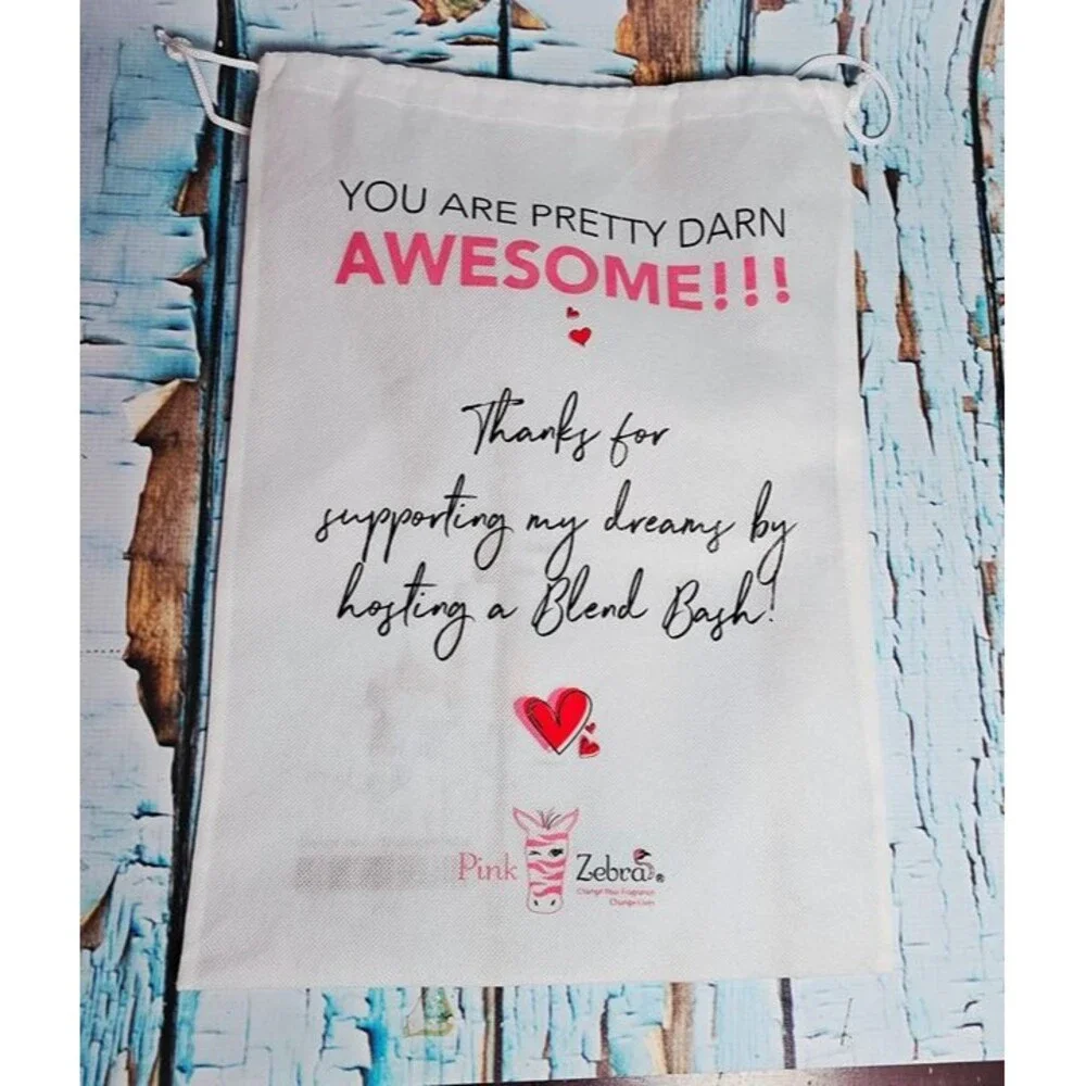 Pink Zebra Drawstring Gift Bag | “You Are Pretty Darn Awesome” | New | Blend Bas